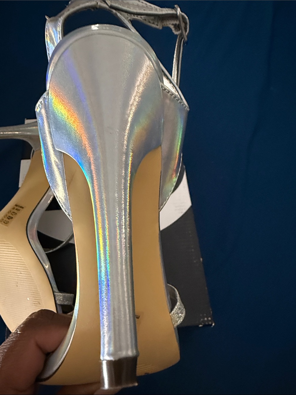 Michael Antonio Silver Holographic Strappy Heels - Picture 7 of 11